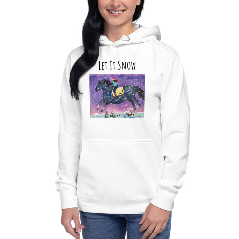 Let it Snow WinterHorse Riding Unisex Hoodie Art by Caren Goodrich