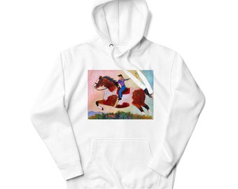 Unisex Hoodie Western Cowgirl and Horse Art by Caren Goodrich