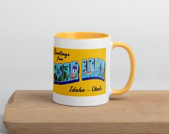 Bear Lake Utah Idaho Coffee Mug Vintage Postcard Design by Caren Goodrich