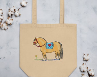 Norwegian Fjord Horse Pony Art by Caren Goodrich Eco Tote Bag