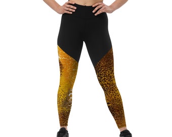 Gold Swipe Sports Leggings Art by Caren Goodrich