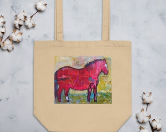 Red Pony Horse Art by Caren Goodrich Organic Cotton Tote Bag
