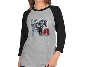 Horse & Rider Art by Caren Goodrich 3/4 sleeve raglan shirt