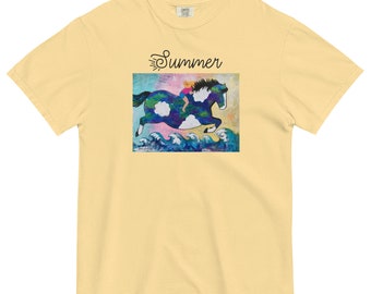 Summer Horse Ocean Waves Girl Horse Unisex t-shirt Art by Caren Goodrich