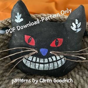 E-Pattern Primitive Cat PDF File Instant Download Easy Sewing Bowl Filler Halloween Scary Black Cat Autumn Decor Folk Doll
