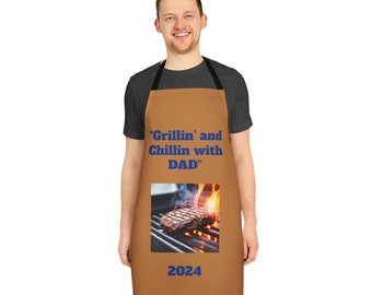 Father's Day, "Grillin' and Chillin" With Dad", Apron, 5-Color Straps (AOP), Gift