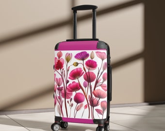 Hard Shell Suitcase, "Tall pink Wildflowers", 3 sizes, gift idea