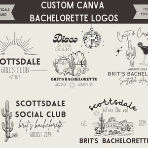 Editable Scottsdale Bachelorette Party Logo Pack, Desert Bachelorette Theme, Arizona Bach Party, Scottsdale Before the Veil, Custom Canva
