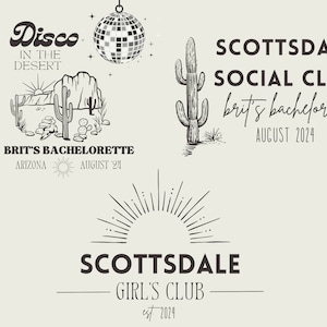 Custom Desert Themed Bachelorette Logo Pack, Scottsdale Bachelorette Party, Disco in the Desert, Arizona Bach, Canva template, SVG, PNG, JPG