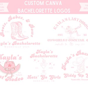 Aangepaste disco cowgirl vrijgezellenfeest logo bundel, Western Nashville Bach partij canva sjabloon, discocowgirl, vrijgezellenfeest png/svg/jpg