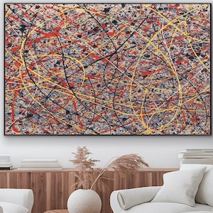 Original Abstract Oil Painting on Canvas Colorful Drip Art Jackson Pollock Style Wall Art Large Modern Expressionist Painting Home  Decor