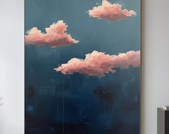 印象派風雲風景画、オリジナル油絵、6×8インチ、キャンバスパネルに