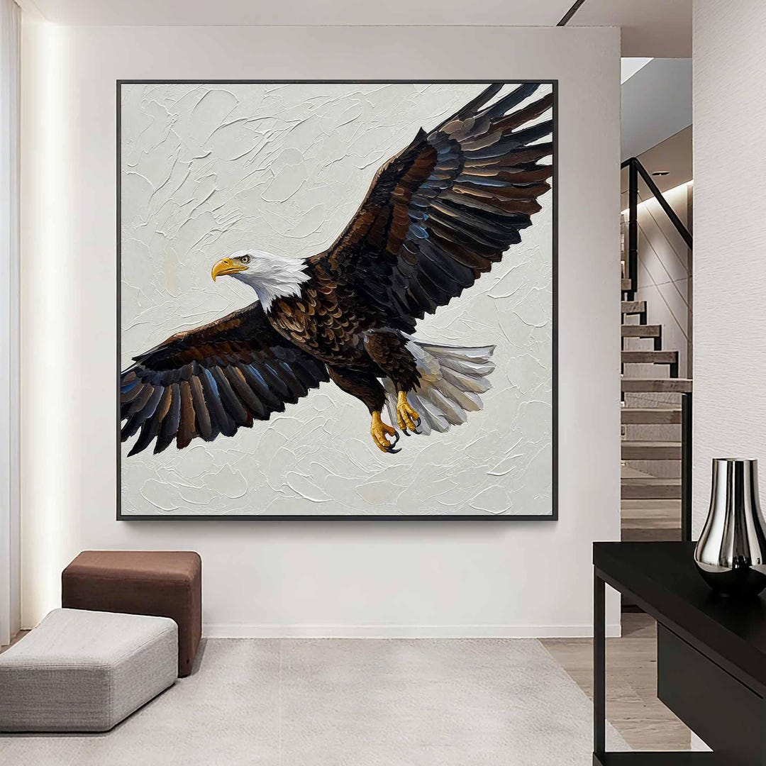 Original Bald Eagle Oil Painting,hand Painted Textured Canvas Wall Art ...
