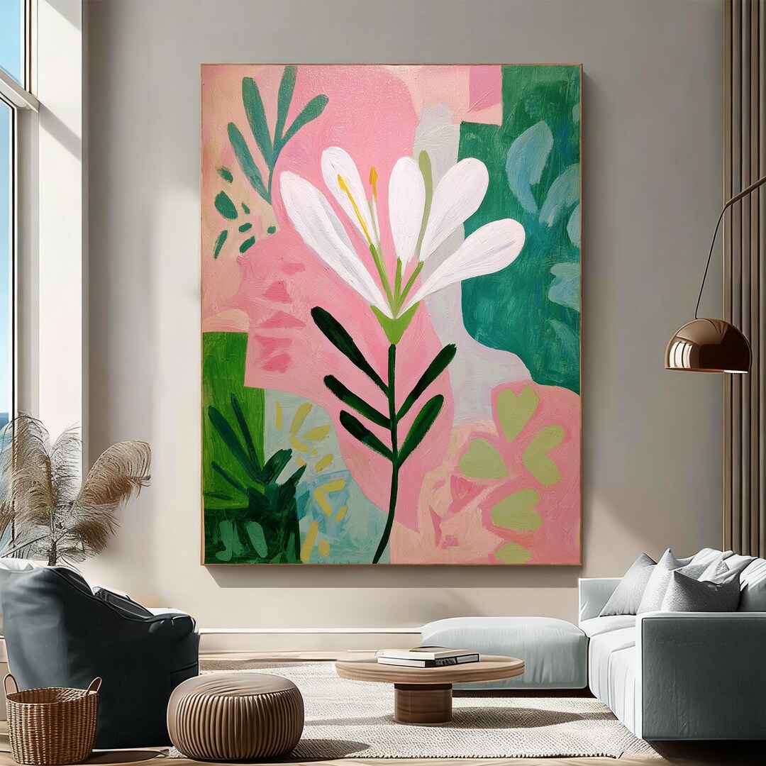 Colorful Floral Abstract Oil Painting, Original Textured Flower Art on ...