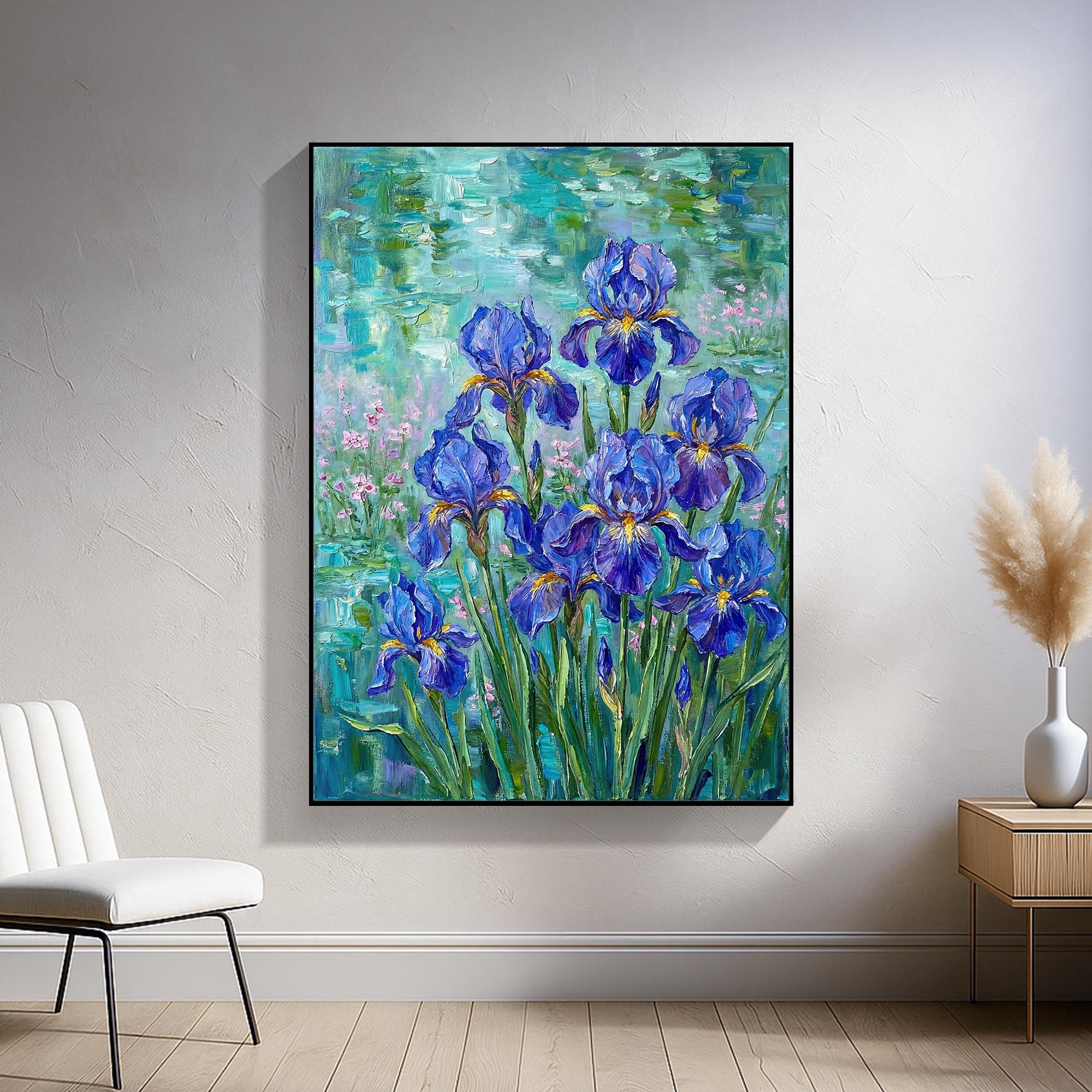 Original Hand-painted Iris Flower Oil Painting – Impressionist ...