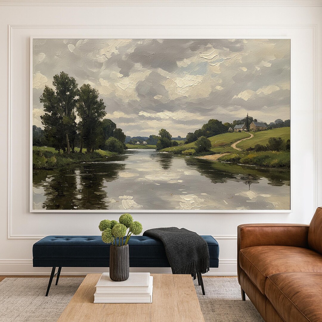 Large Landscape Oil Painting On Canvas Hand Painted River And large-landscape-oil-painting-on-canvas-hand-painted-river-and
