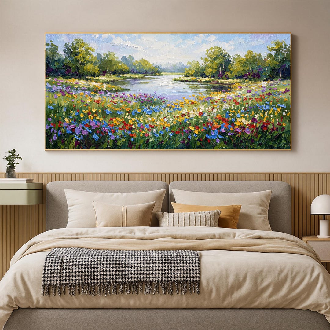 Colorful Landscape Oil Painting on Canvas, Original Impressionist ...