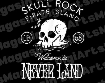 Disney Peter Pan Skull Rock Vintage Poster PNG, Officially Licensed Design for T-shirts, Mugs, Stickers