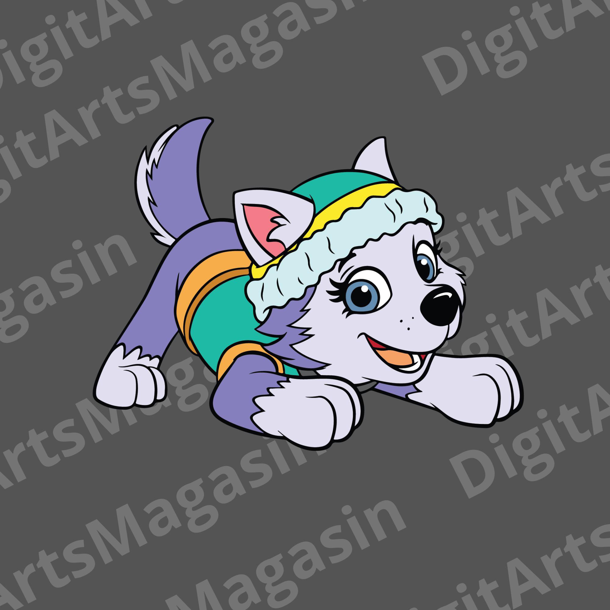 Cute Husky Puppy Cartoon PNG Clipart, Winter Dog Character Digital ...