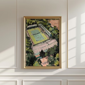 Cartel de tenis, arte abstracto de la pared del tenis, decoración de la pared del Grand Slam, impresión de pintura de tenis, arte de la cancha de tenis, regalo para el tenis
