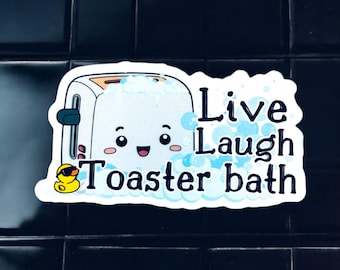 Pegatina para baño tostadora "Vive, ríe"