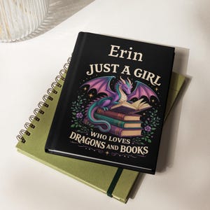 Dragon Personalized Journal Fantasy Reader Gift Booktok Hardcover Notebook Lined Pages Writing Diary Custom Name Book Enthusiast Birthday