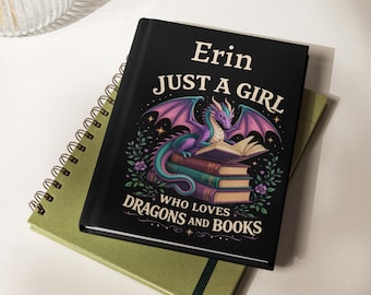 Dragon Personalized Journal Fantasy Reader Gift Booktok Hardcover Notebook Lined Pages Writing Diary Custom Name Book Enthusiast Birthday