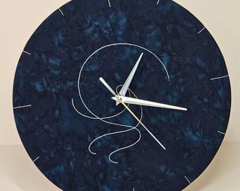 Embroidery Hoop Wall Clock Modern Textile Clock Handmade Fabric Clock Sewing Room Decor Quilted Studio Wall Clock