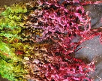 Hand Painted Teeswater Lamb Extreme Locks, 10-12" - Fiber Art, Doll Hair, Dreadlocks