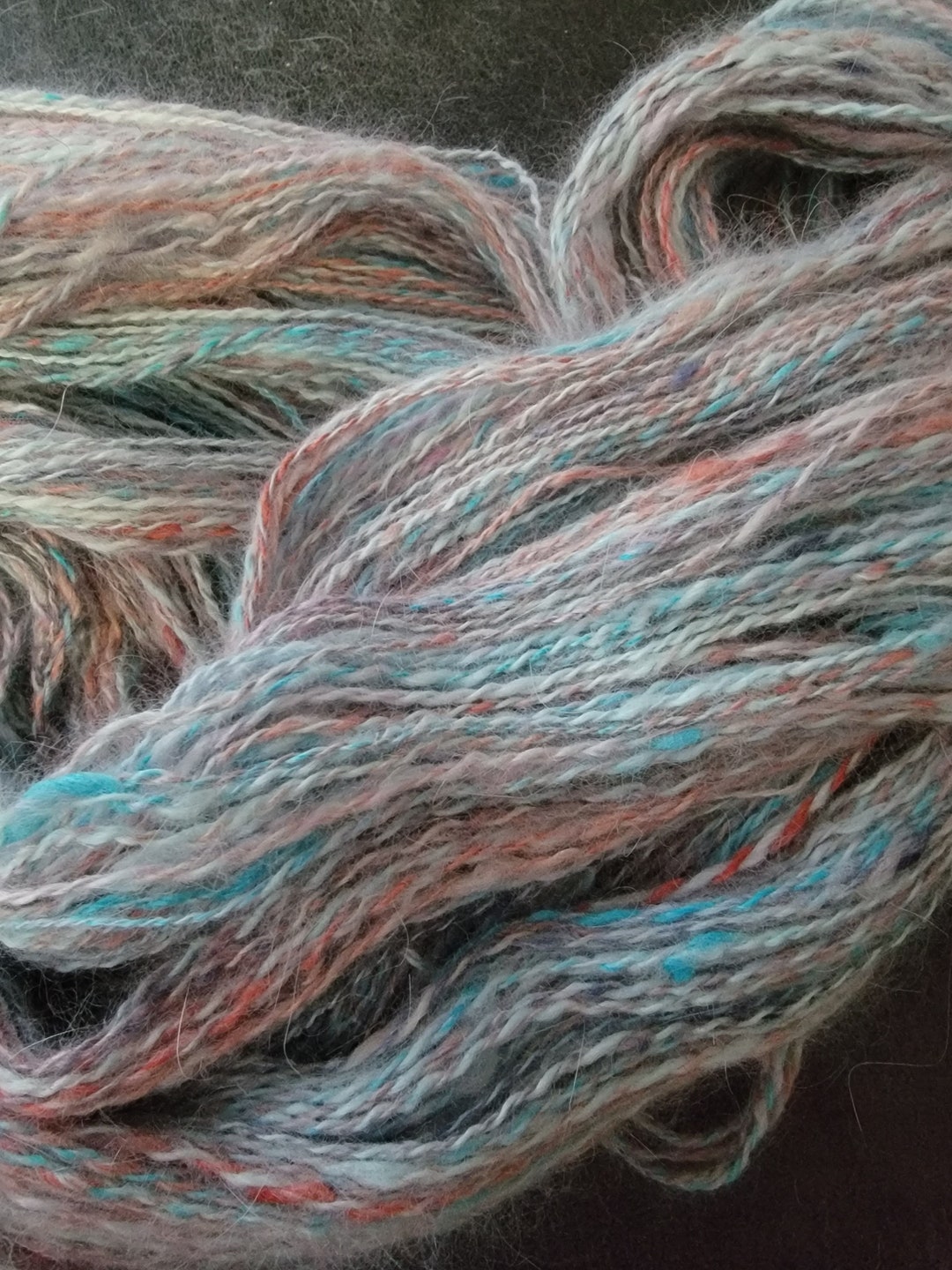 Angora Rabbit Yarn Handspun Handpainted 560 Yards 4.5 Ounces 126 Grams