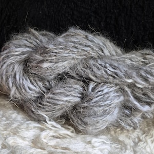 angora rabbit yarn handspun natural black long hair French worsted chunky weights variety listing