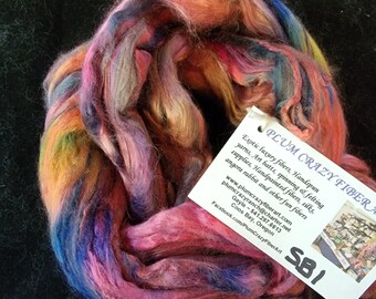 Handpainted Mulberry Bombyx Silk Combed top spin blend nuno felt 1.7 oz SB1