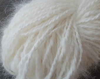 Handspun yarn 100% French angora rabbit yarn worsted to chunky 72 yds 1.5 oz 42 grams