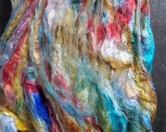 Mulberry Silk Laps hand painted sheets batts 3 ft x 4 ft of silk 2.6 oz for nuno felting spinning blending knitting quilting SL20