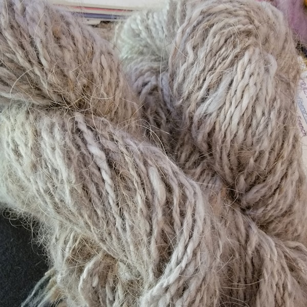 French Angora Rabbit 100% handspun yarn fuzzy long hair AGATE 50 yds 19 to 20 grams