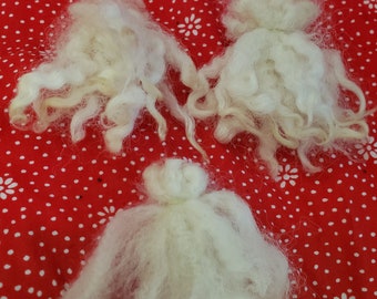 Santa Beards 2-2.5" Gnome Doll Hair Soft Natural Lamb Wool Primitive creamy white 12 pack