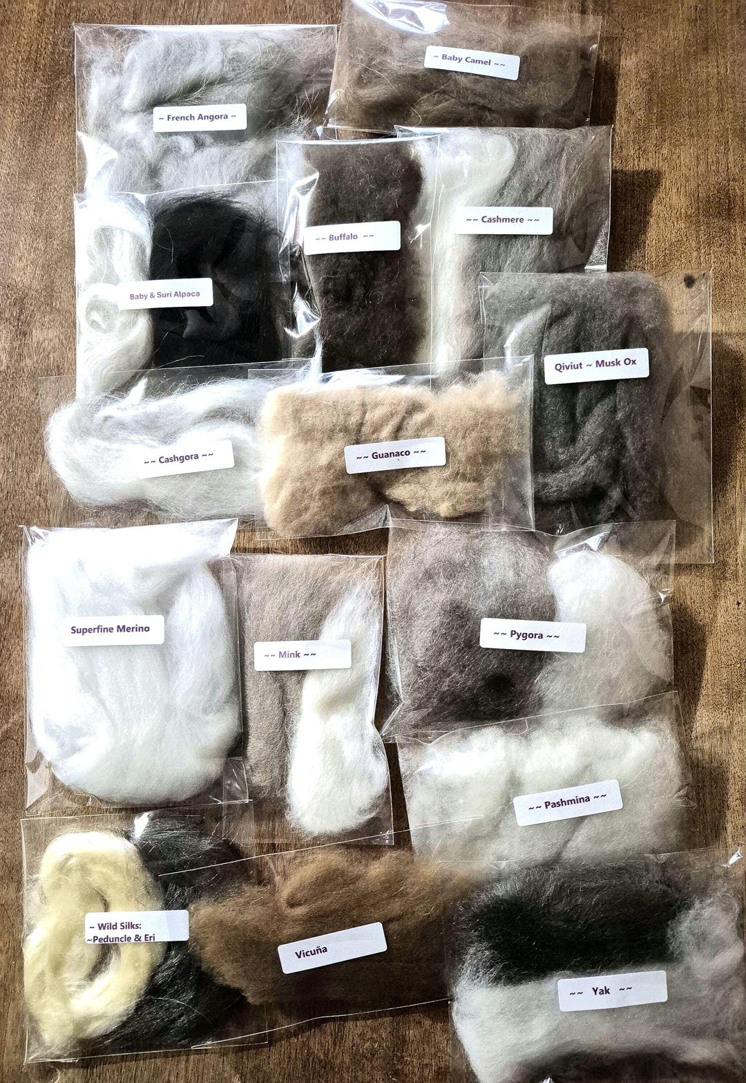 15 Pk Fibers Vicuna, Yak, Qiviut, Cashmere, Angora, Buffalo, Mink ...