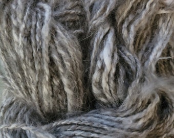 Handspun yarn 100% English angora rabbit yarn worsted 100 yds 1.9 oz very soft and furry