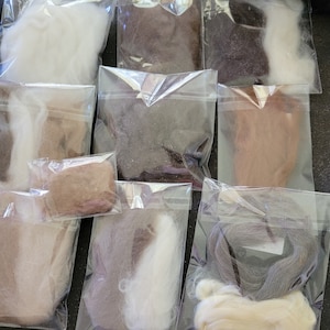 Fiber sampler 12 pk Vicuña, Yak, Qiviut, Cashmere, French Angora, Buffalo, Mink, Suri & Royal Alpaca, Merino, Guanaco, Camel, Peduncle, Eri image 8