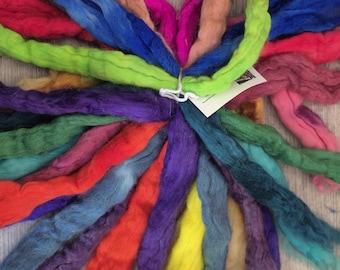 Baby Alpaca roving combed top hand dyed 15 colors 8 oz