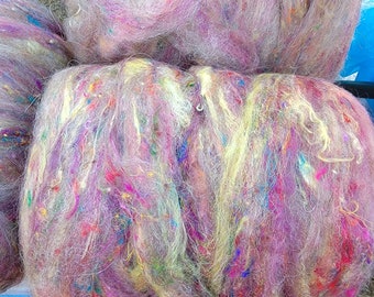 BENGAL roving llama, tussah, 14 micron merino, mulberry berry silk, sari silk, silk noil BENGAL 6.0