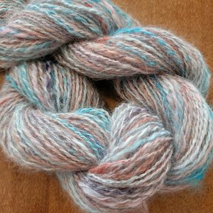 angora rabbit yarn handspun handpainted 100 yards 23 grams sport weight