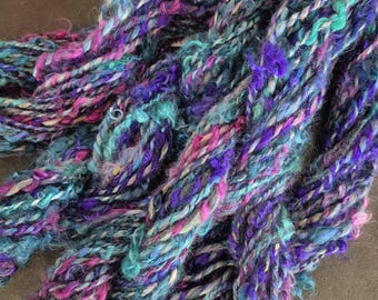 Handspun Art Yarn: Chunky Kid Mohair, Wool & Silk Blend