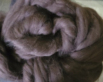 Yak combed top roving 100% to spin Dark Chocolate  luxury fiber 2 oz