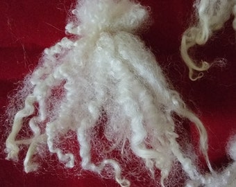 Santa Beards 3-3.5" gnomes, doll hair Soft Natural Lamb Wool Primitive creamy white 6 pack Kinky Curl