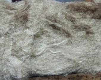 Musk Ox & Peduncle Silk Batt 50/50% Qiviut and silk  spinning fiber 1 ounce gorgeous soft and shiny