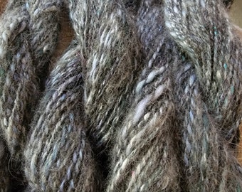 Handspun yarn angora rabbit silk merino Shetland Angelina light worsted SOFT 50 yds