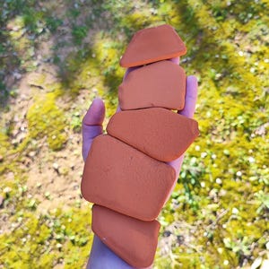 5pcs of large flat sea terracotta bricks.Naturally polished beach terracotta shards.Mosaic,pebble art, terrarium,painting on rocks, potting
