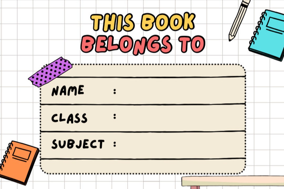 Exercise Book Name Label for Students - Etsy