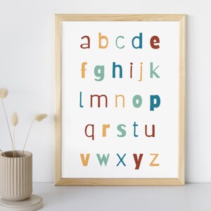 Alfabeto azul arco iris / Habitación para bebés pequeños / Impresión de póster físico / Decoración del hogar / Pared de la galería / A4 A3